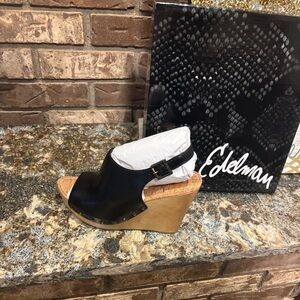 Sam Edelman Black Leather Wedge Shoes